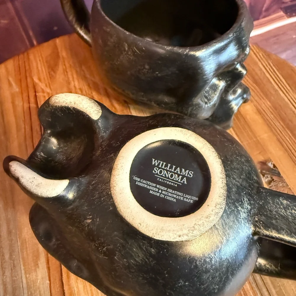 Williams Sonoma Halloween Skull Coffee Mugs Party Retired Rare Collectible